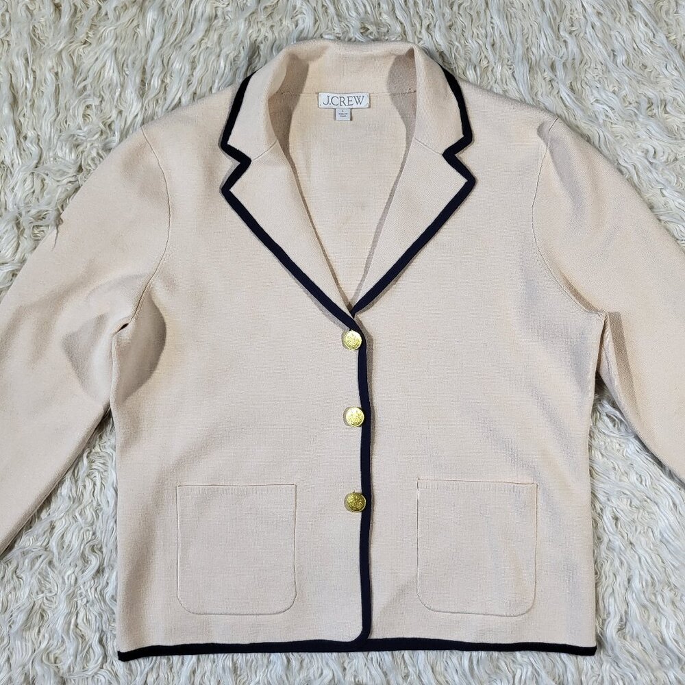 J.Crew Contrast-trim Waisted Sweater-blazer For Womens Large - Picture 4 of 12